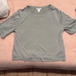 Athleta Breezy Serene Tee Sage Green Modal Half Sleeve Blend Top